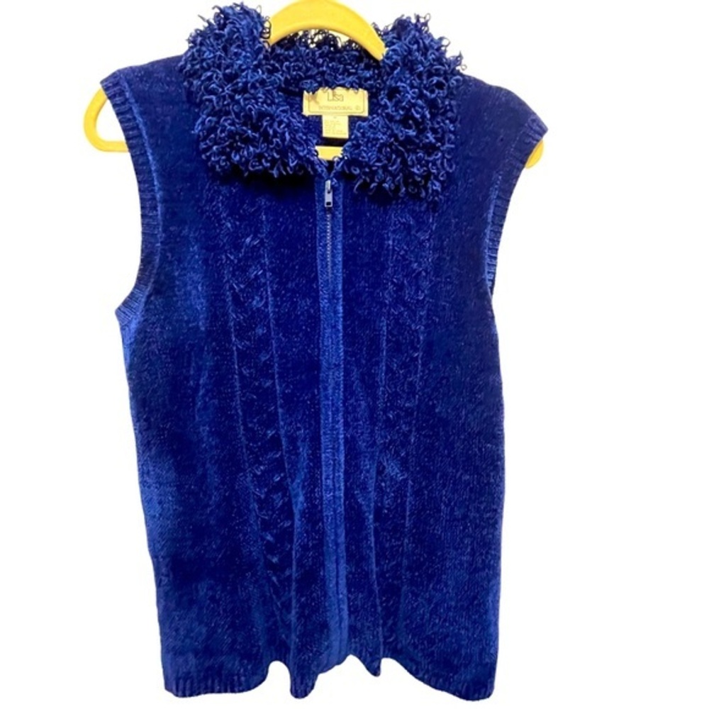 Lisa International Sweater Vest Cobalt Blue Size M